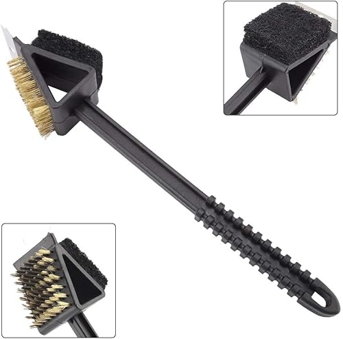 Miniatura 5 de Cepillo y raspador de parrilla, cepillo tres en uno, accesorios para limpiador de barbacoa, cepillo de limpieza triple para gas, rejillas de carbón