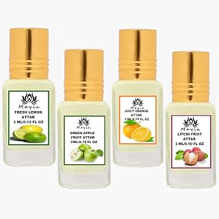 Mayin Fresh Lemon, Green Apple, Juicy Orange, Litchi Fruit (Natural Itra/Attar/Perfume) Attar Gift Pack/Attar Combo/Combo ... Price In India