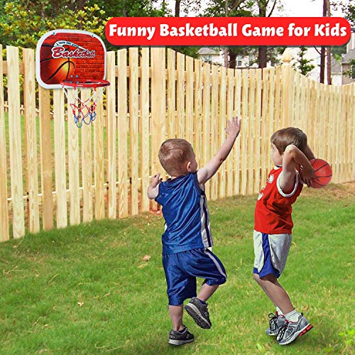 Kids Basketball Hoop - Mini Hanging Wall Basketball Backboard with Pump and Ball Indoor Outdoor Toy Set for Boys Age 3 4 5 - Thumbnail 2