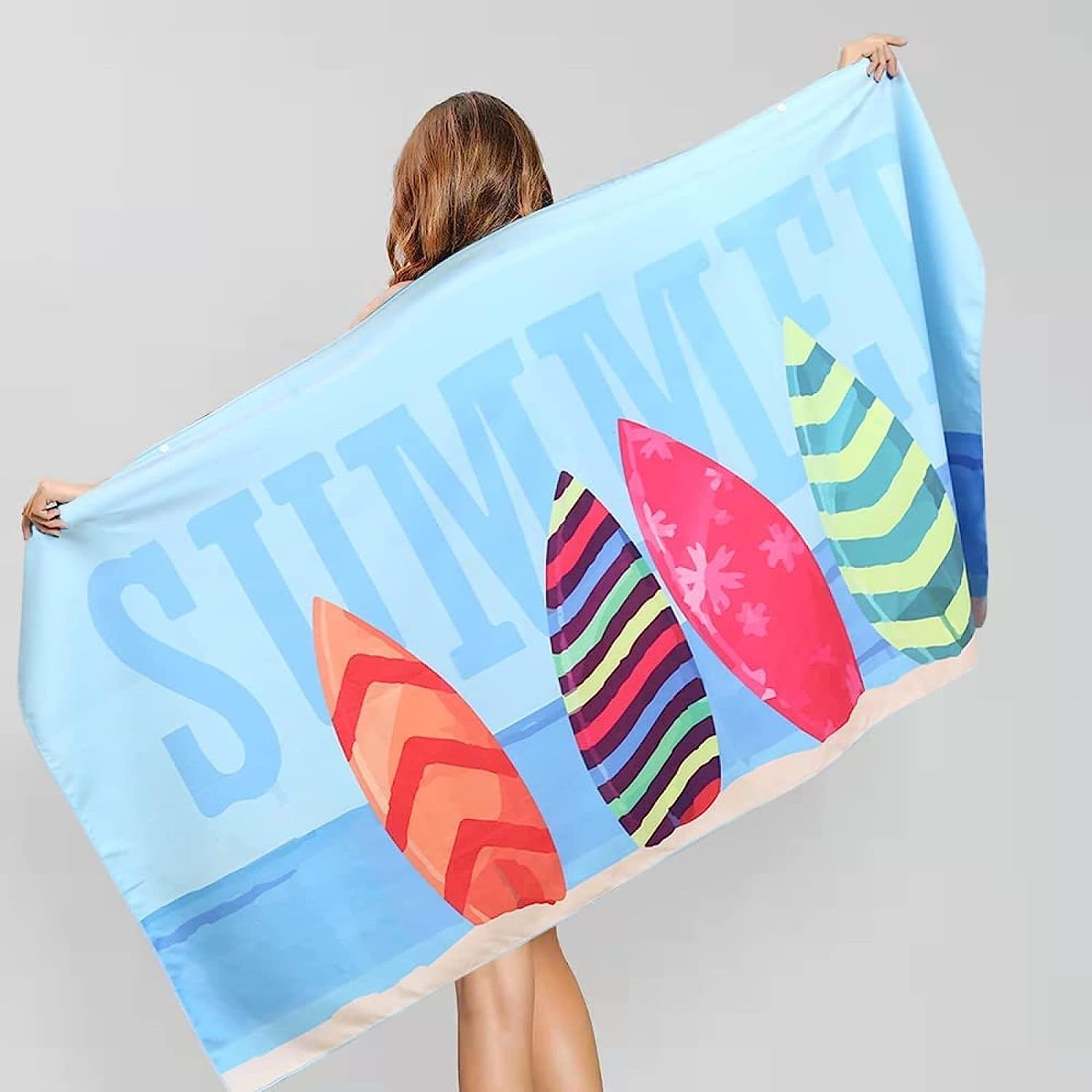 Serviette De Plage 3D, Séchage Rapide Microfibre Serviette De Bain, Planche De Surf Colorée Serviettes De Plage XXL 200 X 200 Cm, Voyages, Camping, Vacances, Femme Homme Enfant Drap De Plage -6W2Q
