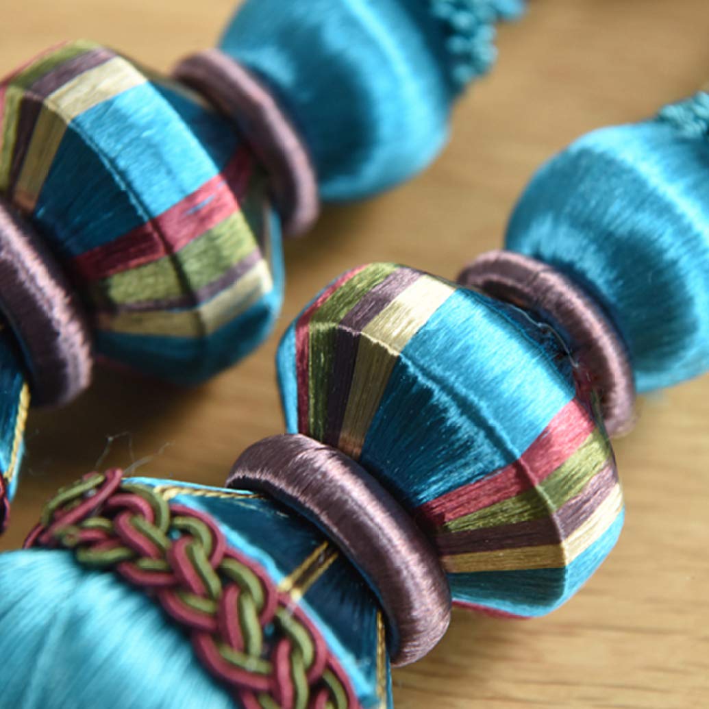 Vorhang Tassel Tiebacks, Dekoration for luxuriöse europäische geflochtene Hängekugeln, Elegante Raffhalter for Vorhänge mit Quasten und Perlen, for Fenstervorhänge als for das Wohnzimmer(Blue)