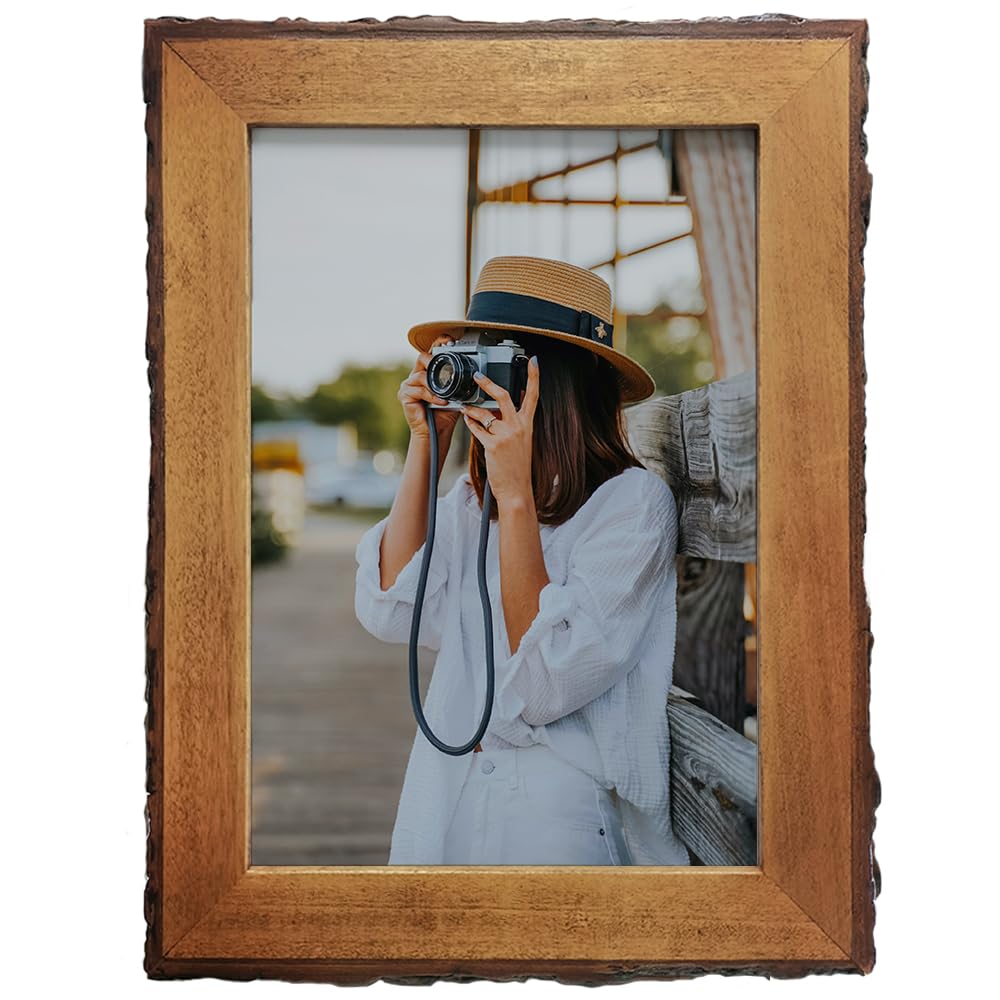 Eosglac 8x12 Wood Picture Frames, Live Edge Rustic Photo Frame 12x8 Poster Frame 8 x 12 Frames for Tabletop or Wall Mounting Display Farmhouse Decor,