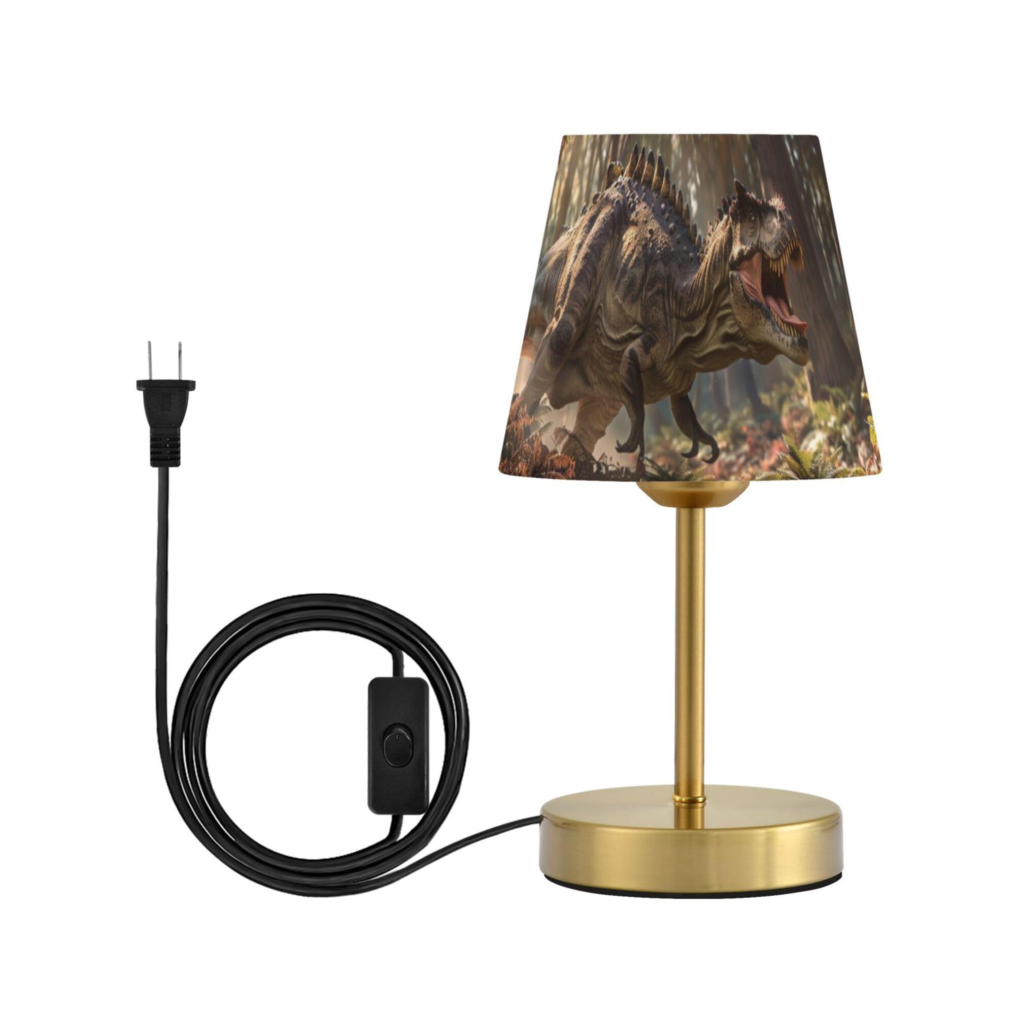 Dinosaur Sunshine Forest Table Lamp Bronze Base LED Bulb Dimmable Nightstand Bedside Desk Lamps for Living Room Bedroom Kids Room Office S