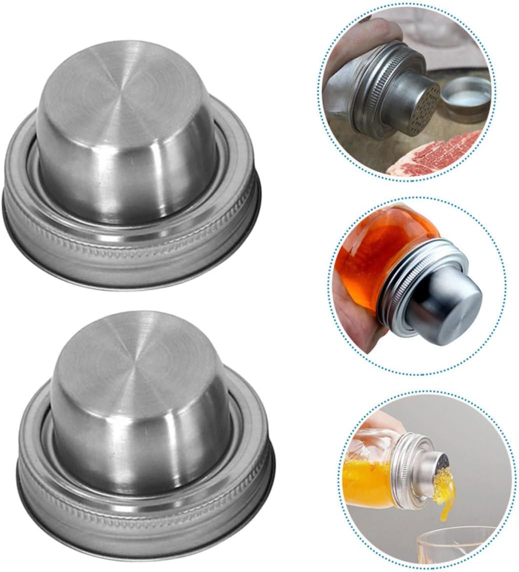 CHILDWEET 10pcs Stainless Steel Shaker Lids for Jars Versatile Cocktail Shaker and Spice Dispenser Lids for Home Bar Picnics and Seasoning Storage
