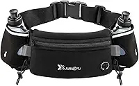 Number-one Cinto de corrida com garrafas de água (2 x 175 ml), cinto de hidratação à prova d'água, bolsa de cintura para iPhone ajustável, bolsa de cintura esportiva para maratona,