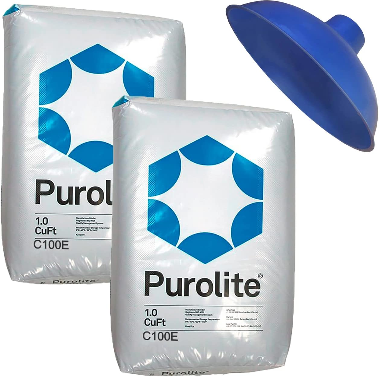 Purolite C100E High Capacity Water Softener Refill Kit - 2 cu ft (64k) with funnel