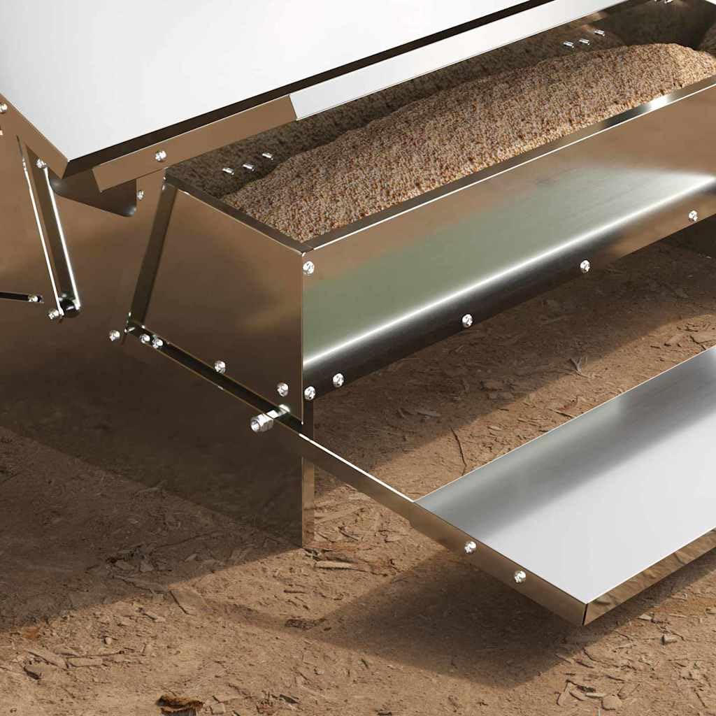 Comedero para gallinas de acero galvanizado, 75 x 53 x 20,5 cm, comedero para pollos con porciones automáticas, estación de hidratación impermeable para interior y exterior