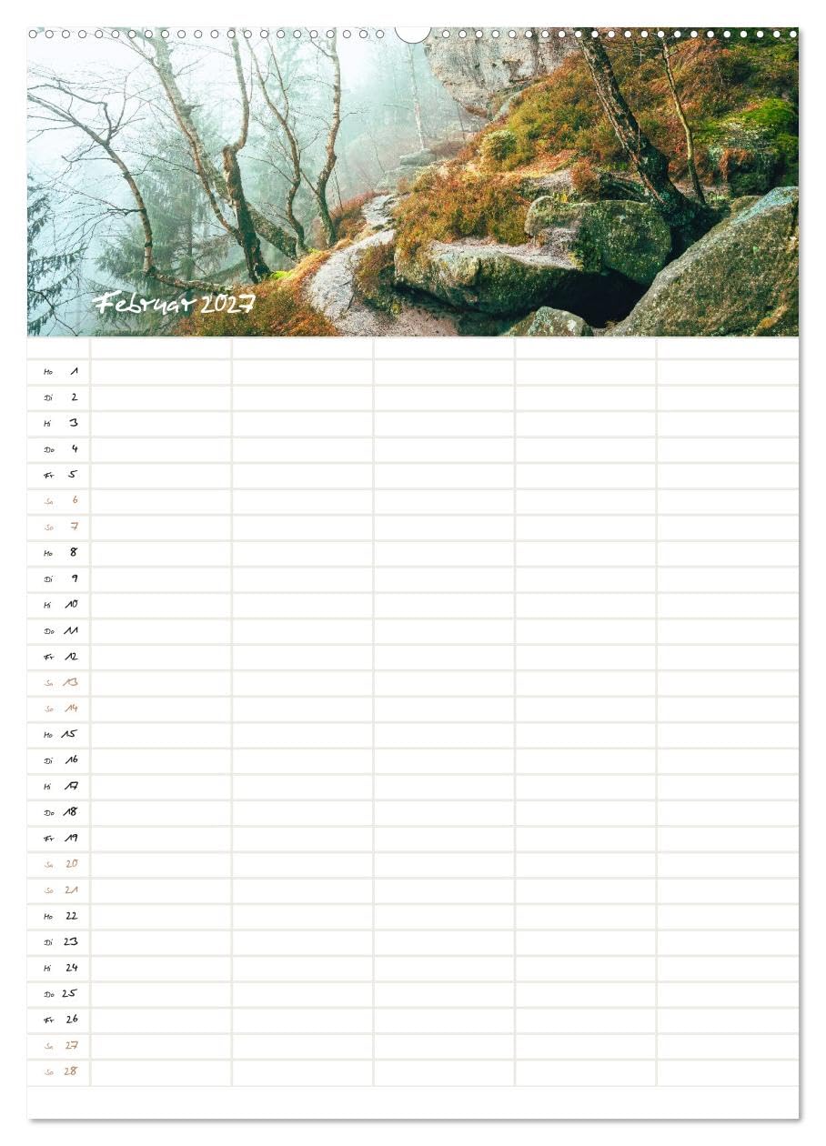 Familienkalender - Wandern im Elbsandsteingebirge (Wandkalender 2027 DIN A2 hoch), CALVENDO Monatskalender: Impressionen aus der Sächsischen & Böhmischen Schweiz mit Ortsangaben (CALVENDO Natur)