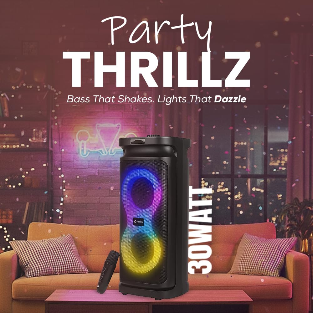 Toreto Party Speaker: Bluetooth & Karaoke! -2