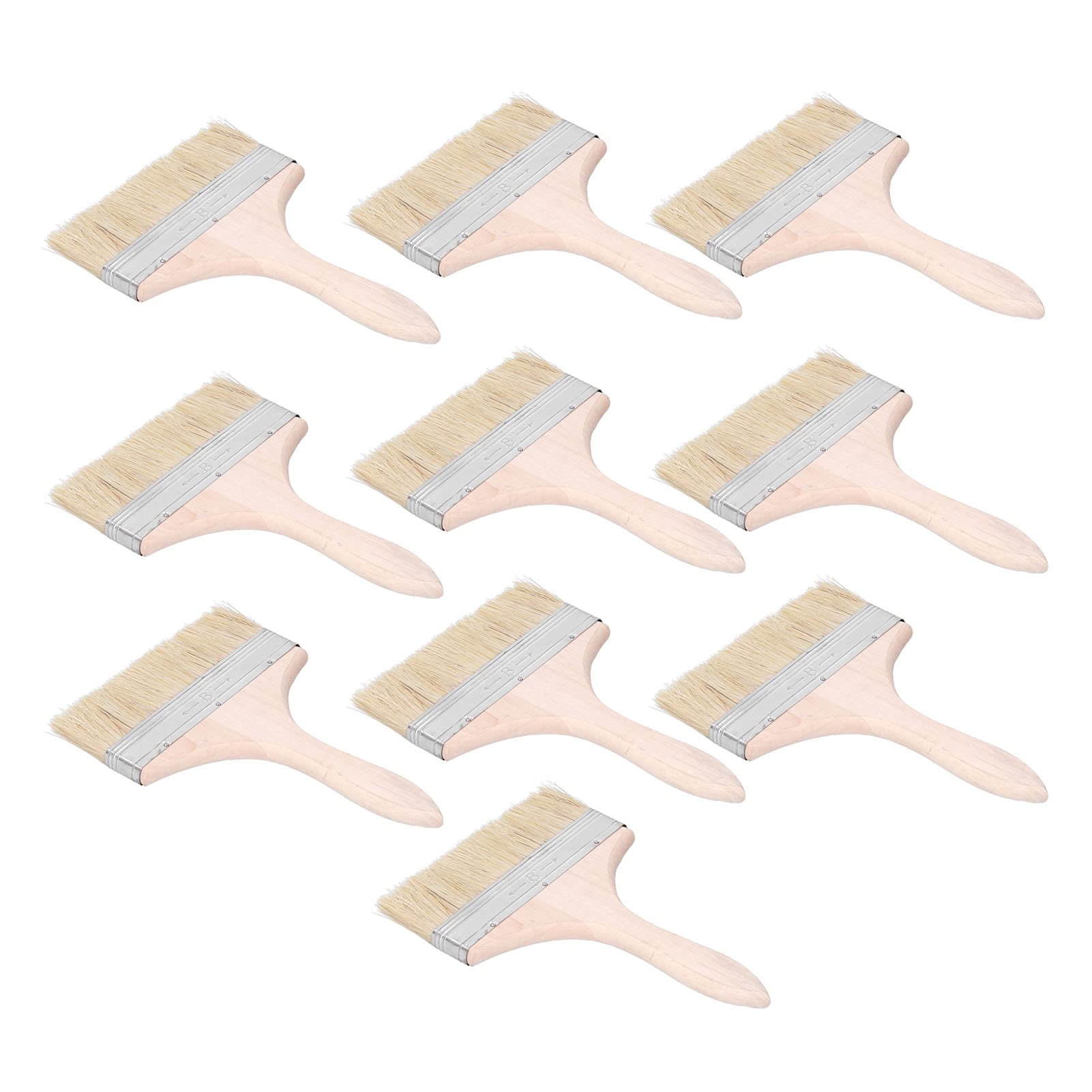 10 pezzi di pennelli in lana artificiale da 6,5 pollici, kit di spazzole per smalti e vernici, a testa piatta con manico ergonomico in legno, ideali per pitturare pareti, ungere la