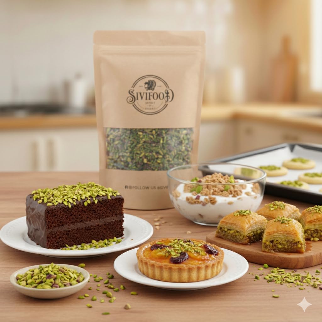 SIVIFOOD® Grob gehackte Pistazienkerne [250g] - Naturbelassene Pistazien gehackt in Premium Qualität – Gehackte Pistazien zum Backen, für Kuchen, Torten & Baklava