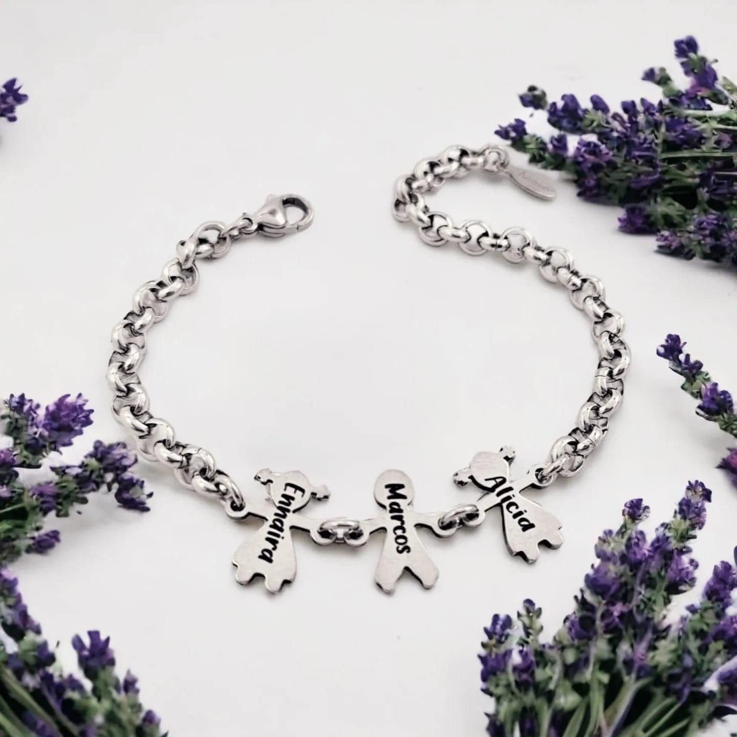 Pulsera niños personalizada para mamá, abuela, regalo original, ajustable, en acero inoxidable. Día de la madre.