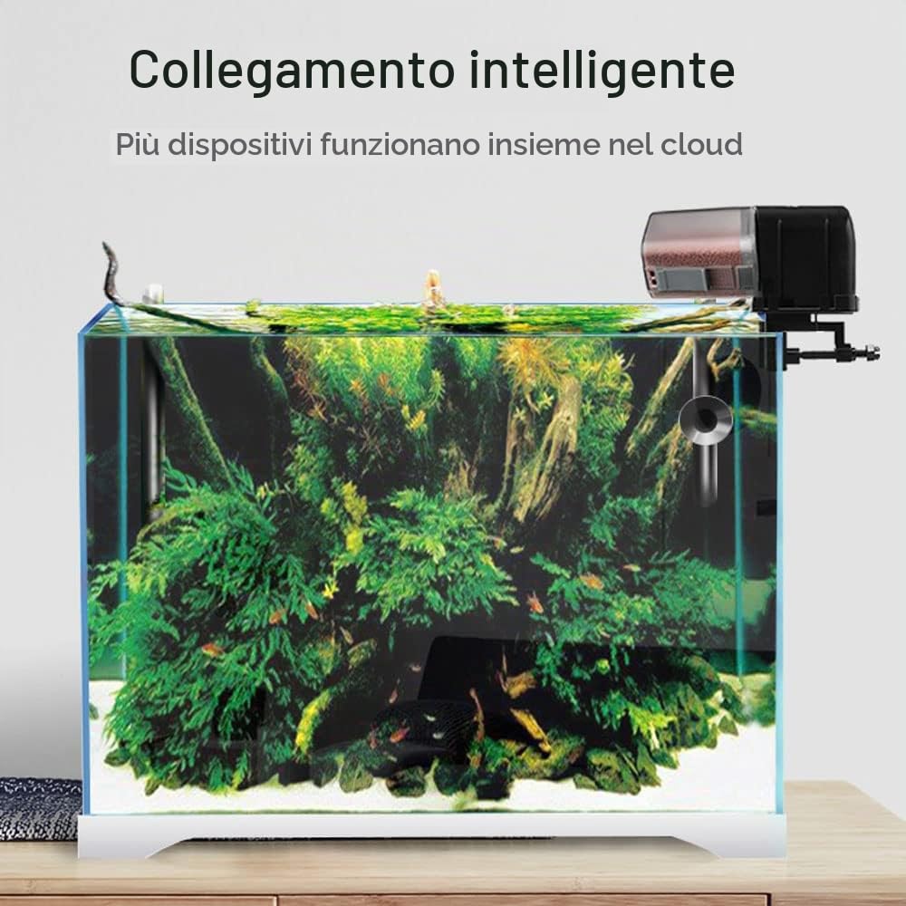 Alimentatore USB WiFi Intelligente Automatico Acquario Ciotola per Alimenti Alimentatore Domestico Acquario per Uso Domestico Intelligente Timing Mangiatoia per Pesci APP Telecomando 24 Lingue