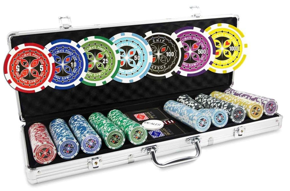 Malette Poker 500 Jetons Ultimate Poker Chips + 2 Jeux de Cartes +