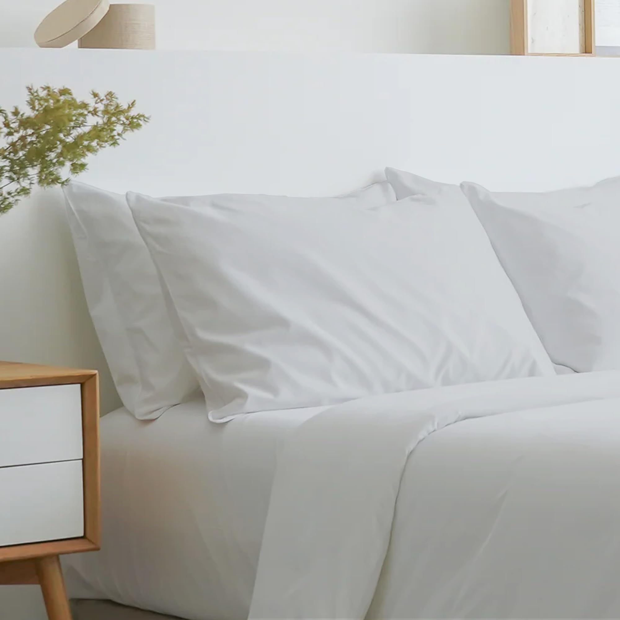 Certified Egyptian Cotton Rich, 400 TC Flat Sheets Double - Silky-Soft Luxury Sateen Sheets - Wrinkle-Resistant, Skin Friendly & Breathable - 2” Hemstitched Flat Sheets - Light Grey