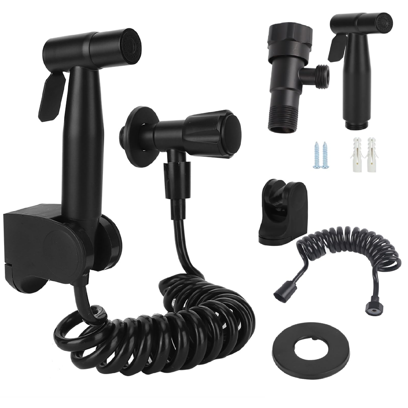 Pulverizador bidé, Bidet para WC de mano Kit de manguera de soporte de cabeza de pulverizador de lavado femenino negro G1/2 accesorios de baño de rosca inoxidable