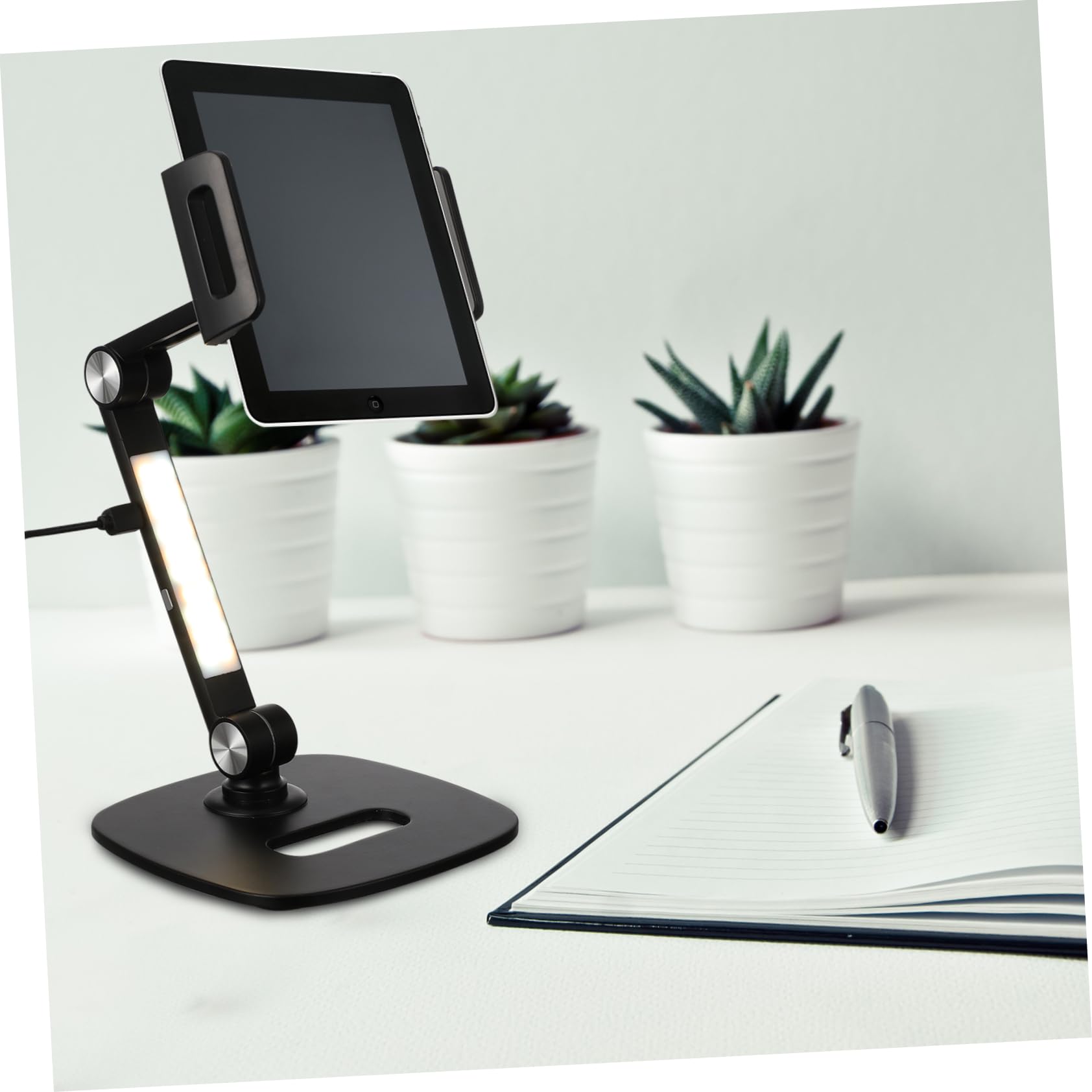 HOMSFOU Supporto per Tablet e Telefono Regolabile Resistente per Uso da Tavolo Casa Ufficio Guardare Video Film Webcast