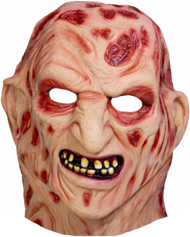 WP Wanna Party Halloween Freddy Kruger Burnt Face Mask Horror Scary Monster Deluxe Evil Devil Mask for Adults A Nightmare On Elm Street for Scary Creepy Cosplay Party Costumes