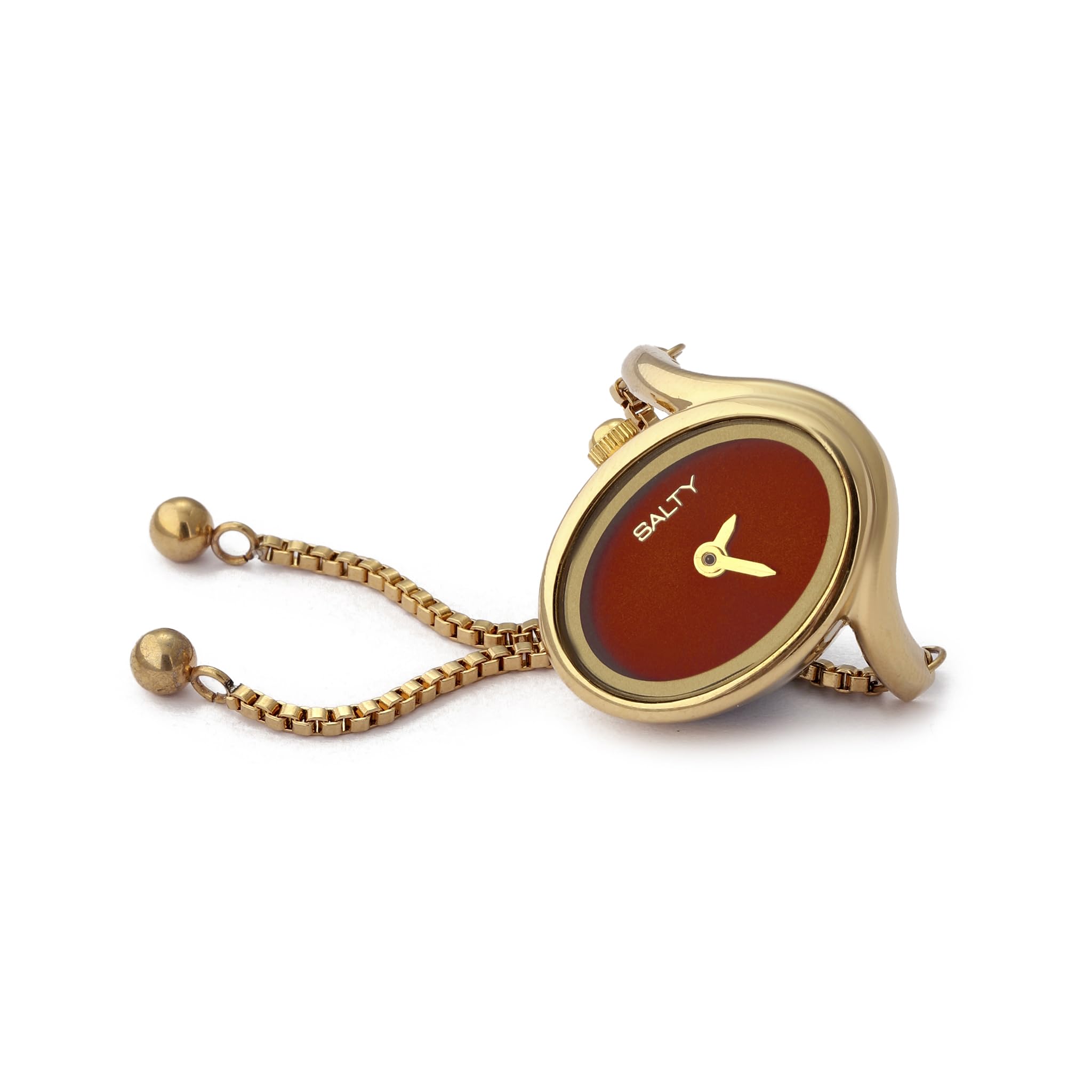salty Golden Flow Watch Ring - Orange for Woman & Girls | Stylish Ring Watch for Ladies | Ideal for Gifting Birthday, Anniversary | Gift for Love, Marriage, and Any Occasions-picture-48