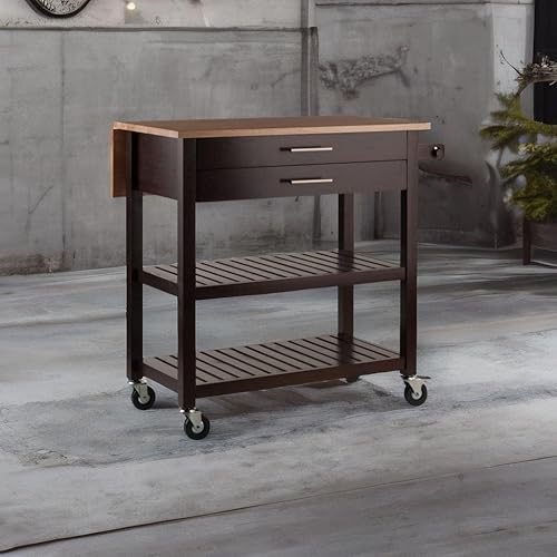 Ergode Wood Langdon Drop Leaf - Carrito de cocina con estilo, práctico, amplio almacenamiento