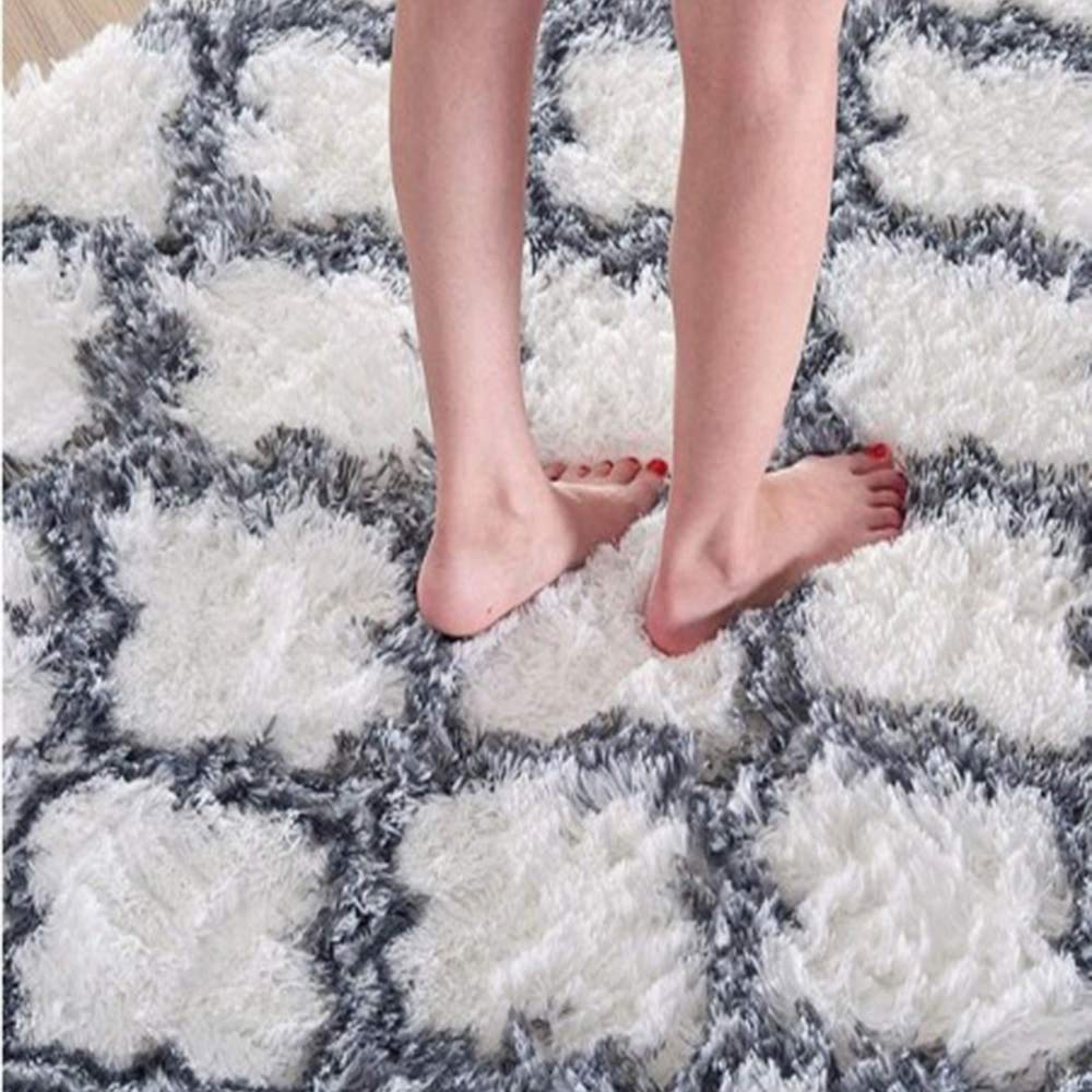 JURLEA Tappeti Tappeti morbidi dal design per interni Tappeto soffice per soggiorno Tappeti in pelliccia liscia Tappeto antiscivolo per camera da letto per bambini (Bianco, 185 x 185 cm)