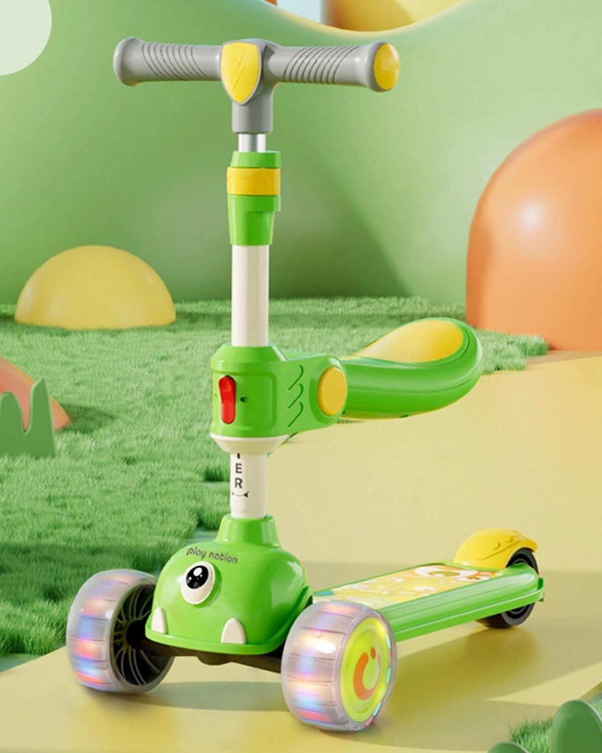 Play Nation Premium Foldable Kick 7 Stand Design Scooter for Kids with LED Wheels, Wide Standing Deck & 3-Level Adjustable Height|Skate Scooter for 3+ Yrs|Capacity 45 kg|Road Runner Scooter (Green) (B0DGLNRD2X) Amazon Price History, Amazon Price Tracker