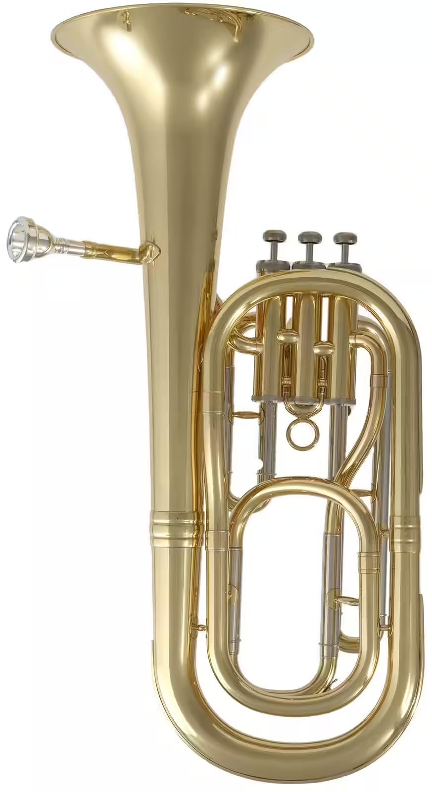 Woodbrass WSH200 - Saxhorn Baryton Si♭ Verni – Instrument à vent Débutant Prêt à Jouer, Laiton Verni, 3 Pistons, Étui Sac à Dos & Embouchure Inclus