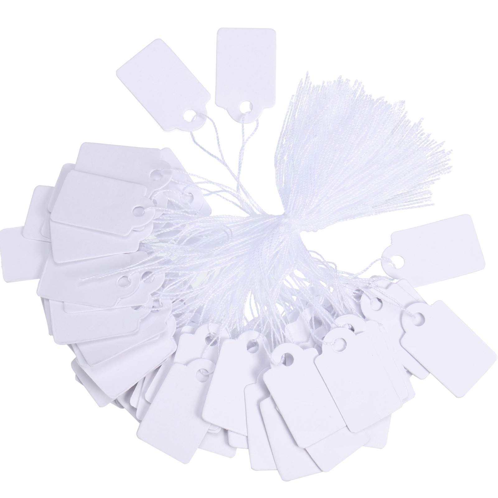 1000 Pcs White Price Tags with String Attached Paper String Tags for Pricing Writable Label Display Tags with String for Jewelry, Clothing, Retail,