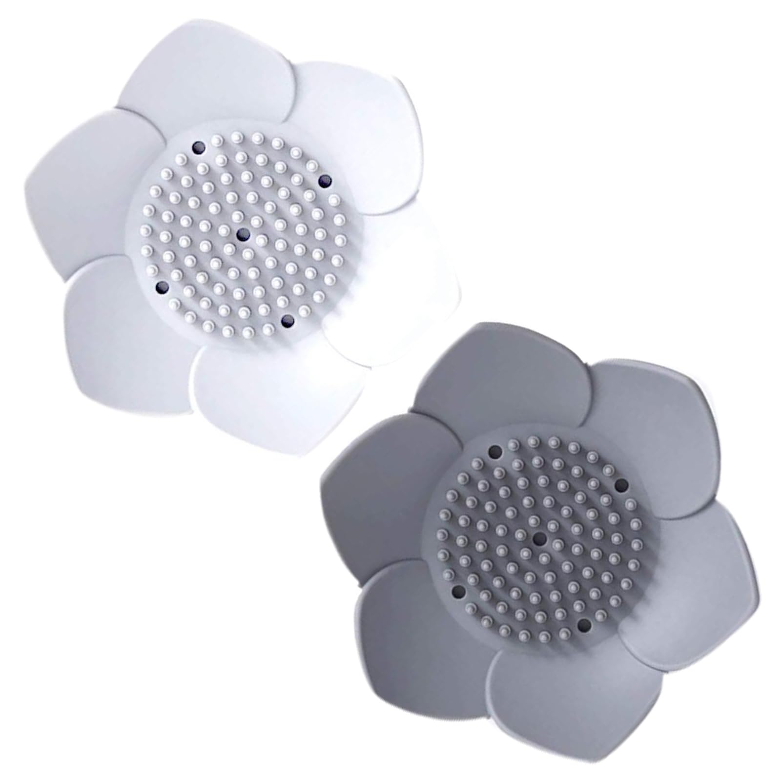 Flower Silicone Soap Dish, Pack of 2 Soap Holder (White & Grey),soap dish suction