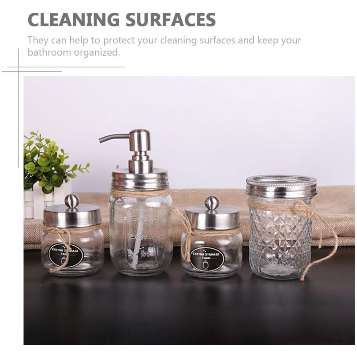 Juego de Accesorios de Baño Color Plata Vaso para Cepillo de Dientes y Botella de Loción de Vidrio para Uso Hogar y Baño