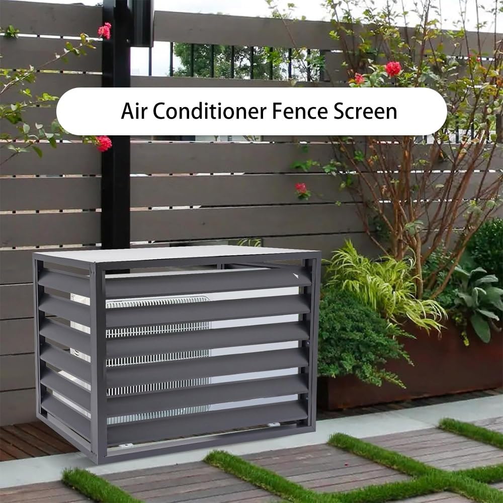 Aluminiowy klimatyzator, ochrona przed wzrokiem, osłona na zewnątrz, osłona klimatyzatora do obudowy sprzętu basenowego, szara (110 x 60 x 80 cm/43,3 x 23,6 x 31,5 cala), trwała i stylowa