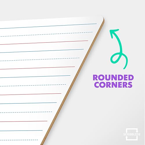 Miniatura 7 de Paquete de 2 pizarras blancas de doble cara con forro de borrado en seco para niños, tablero de escritura a rayas para niños, pizarra blanca