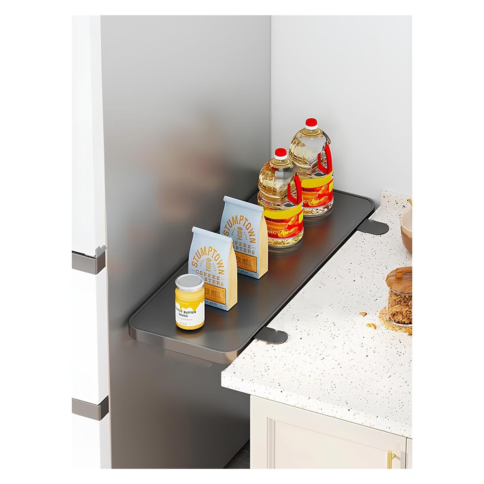 GHFXSCV Foldable Wall-Mounted Desk Extension, Black 50x20cm - Compact Kitchen Table & Home Office Space Saver, Ergonomic Arm & Elbow Support for Computer Use