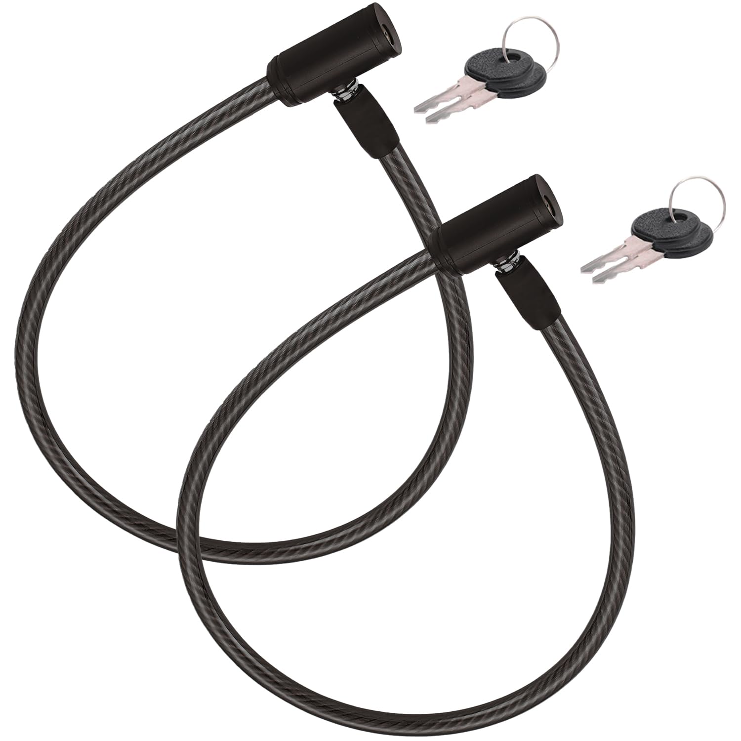 Lucchetto bici 2 pezzi rinforzato di cavo 60 cm Acciaio resistente con sistema di chiusura a chiave Sicurezza avanzata Durevole e facile da usare (Nero)