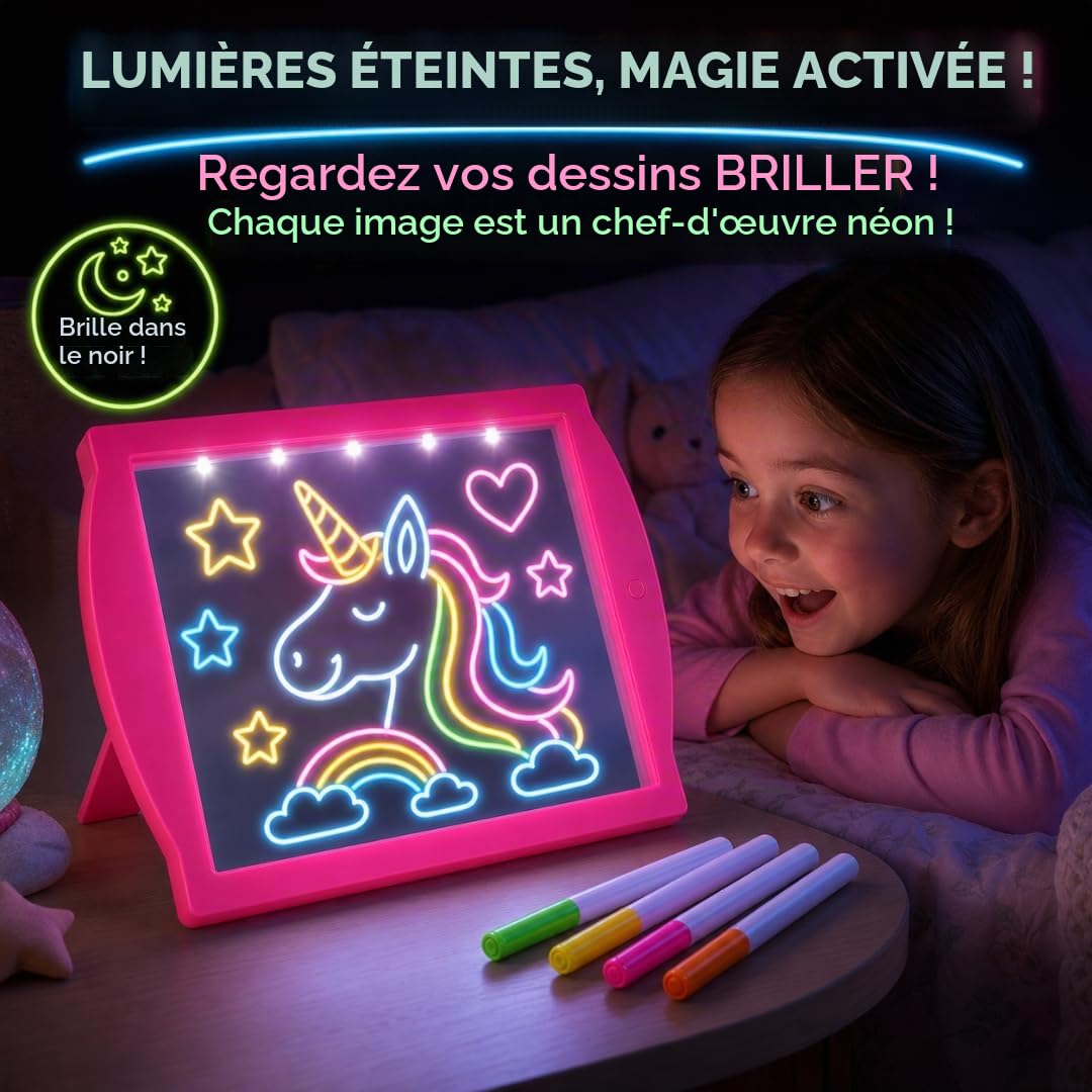 Marvin's Magic Tablette à Dessin Lumineuse Glow Art - Rose - dès 5 ans | Tablette à Dessin Lumineuse, Dessin qui Brille dans le Noir, Jeu Créatif Sans Salir, dès 5 ans