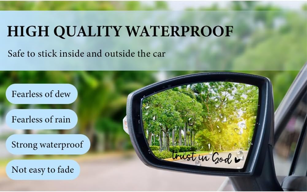 Trust in God Rearview Mirror Sticker, Christian Car Accessories, Car Stickers and Decals for Women, water bottle stickers, Mirror Decals, Valentines Day Gifts for Her (Black，White） - Image 6