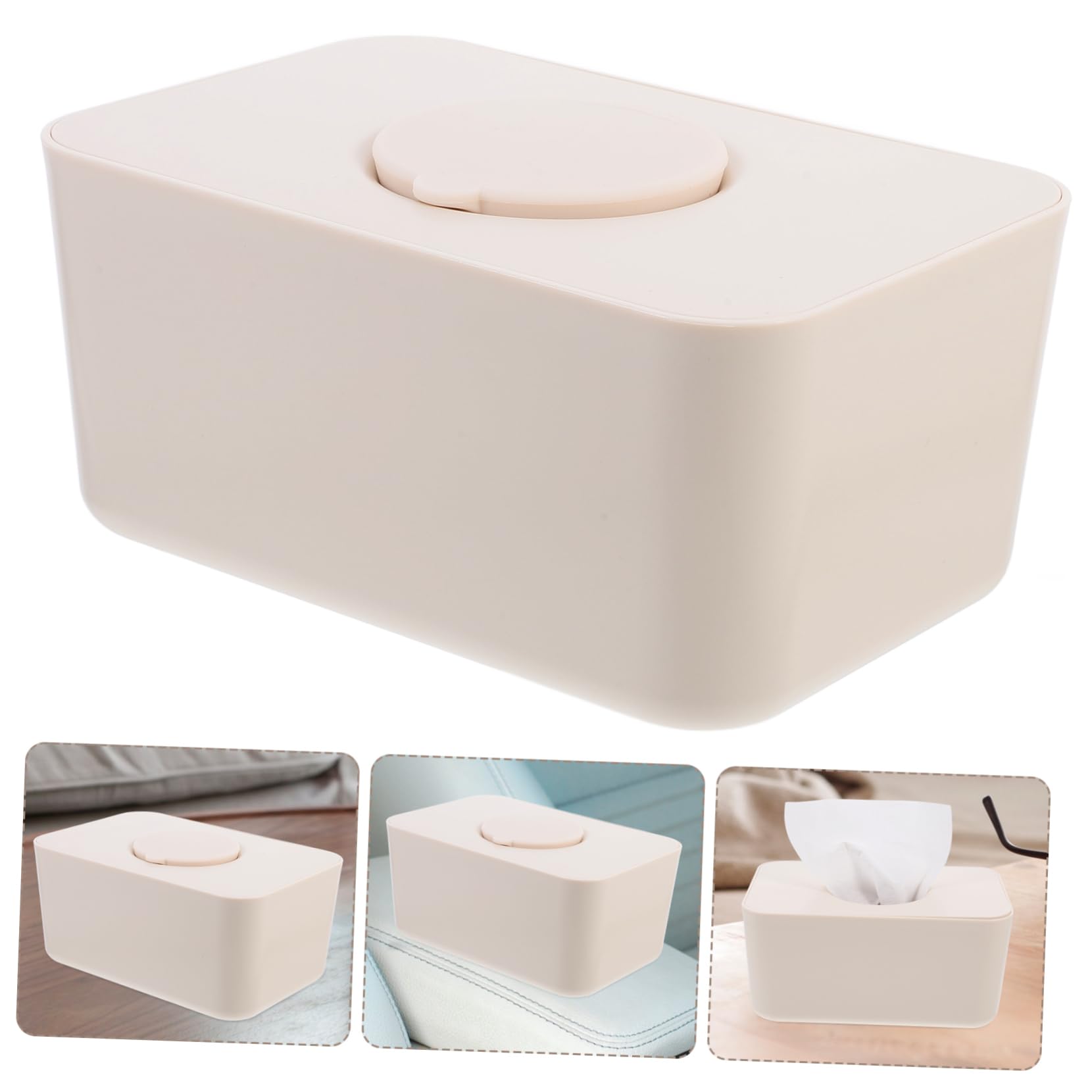 Feuchttücherbox mit Deckel Wiederverschließbarer Silikonhalter für Babys Kompakte Aufbewahrung in Beige Universeller Feuchttuchspender für Zuhause und Unterwegs