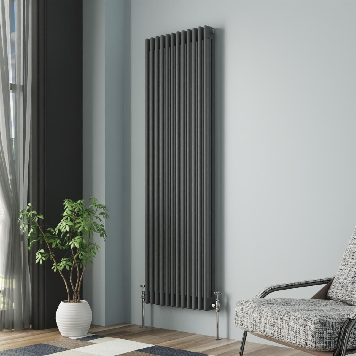 NRG Column Radiator Anthracite 1800x562mm Triple Cast Iron Rads