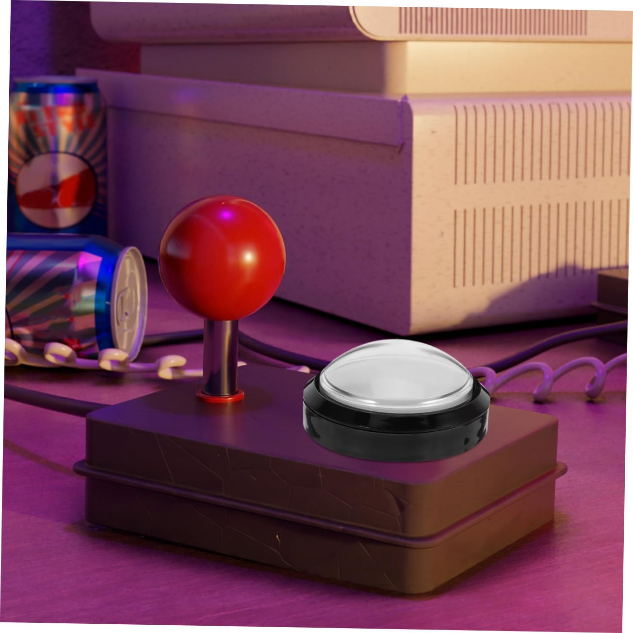 SUPVOX Pulsante di Ricambio Rotondo Luce Bianca per Macchina da Gioco, Interruttore a Microcontatto in ABS e Metallo per Giochi Arcade e Progetti DIY