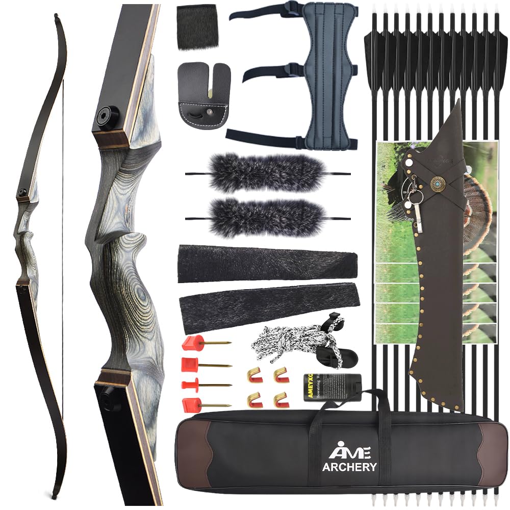 Wolfman Set Arco Ricurvo Archery 20 lb, Arco Scomponibile Destrorsso/Mancino per Adulti e Principianti, Ideale per Allenamenti e Caccia all'Aperto