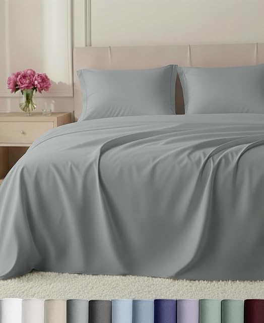 California Design Den California Design Den Luxury 800 Thread Count King Sheets, Light Grey