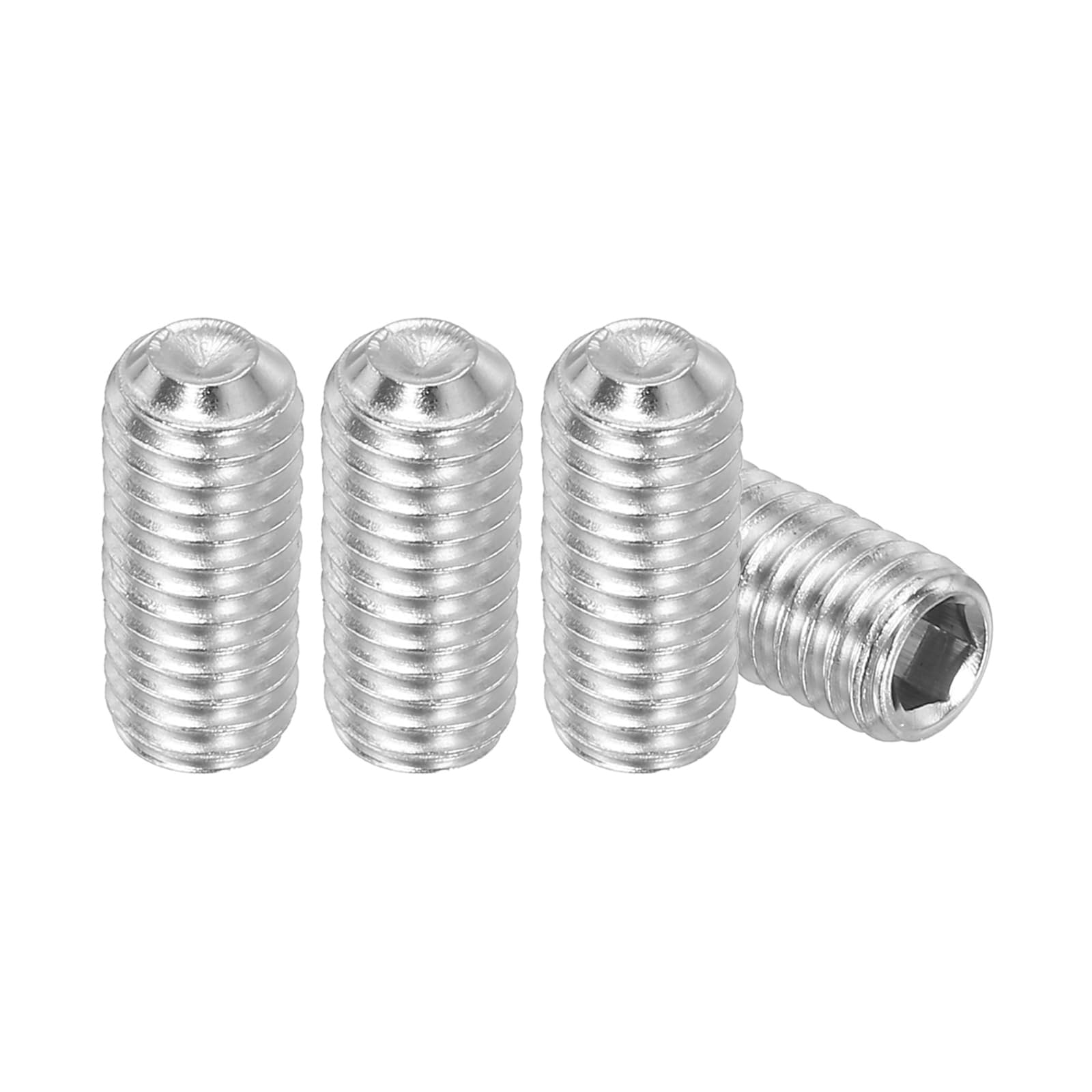 Unifizz 20 Pcs Hex Socket Grub Screws, M6 x 16mm DIN916 Flat Point Grub Bolt 304 Stainless Steel Head Socket Set Screws for Door Handles, Light Fitting, Hinge, Shaft, Allen Key and DIY Repair
