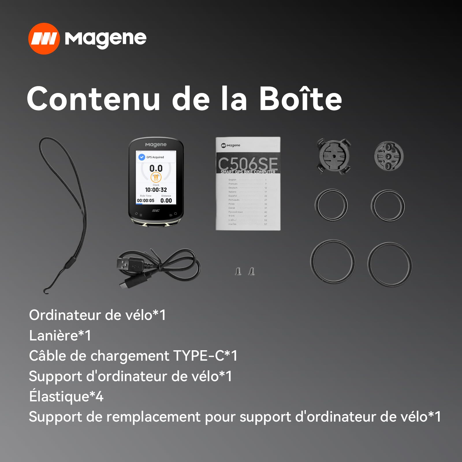 Magene C506SE Compteur Vélo GPS sans Fil, Écran Couleur Étanche de 2,4'', Navigation Routière, Bluetooth&WiFi, Données Personnalisées, 11 Langues