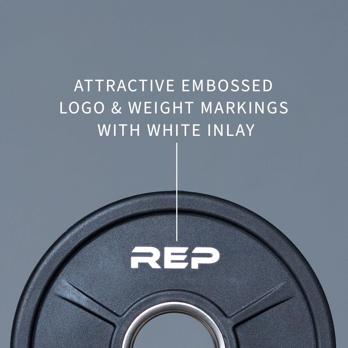 REP Fitness Urethane Coated Tri-Grip Olympic Barbell Weights - Sold in Pairs