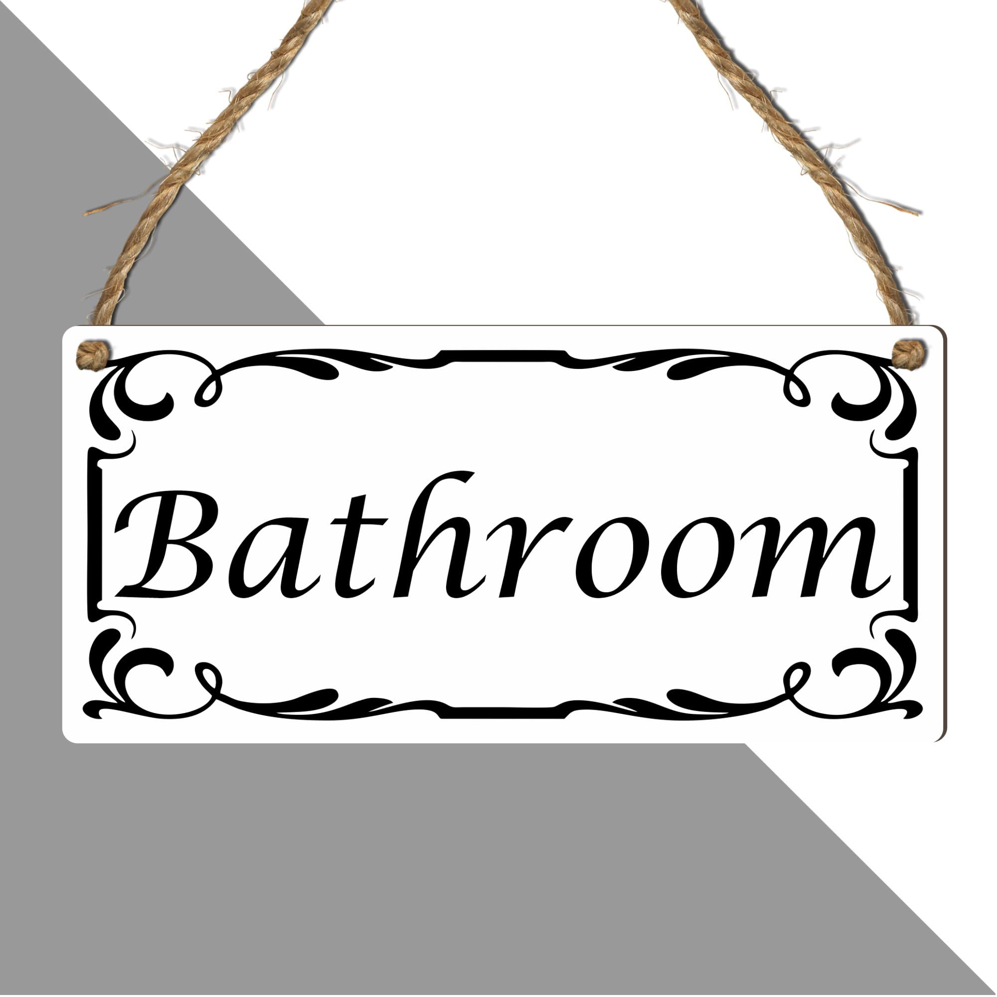 Bathroom Door Sign, Private Room Plaque, Toilet Hanging Sign, Bathroom Decor, Home WC Sign, Elegant Restroom Hanging Sign, Vintage Toilet Sign, (Bathroom, Medium: 24 cm (W) ร 11 cm (H)) โ image 1