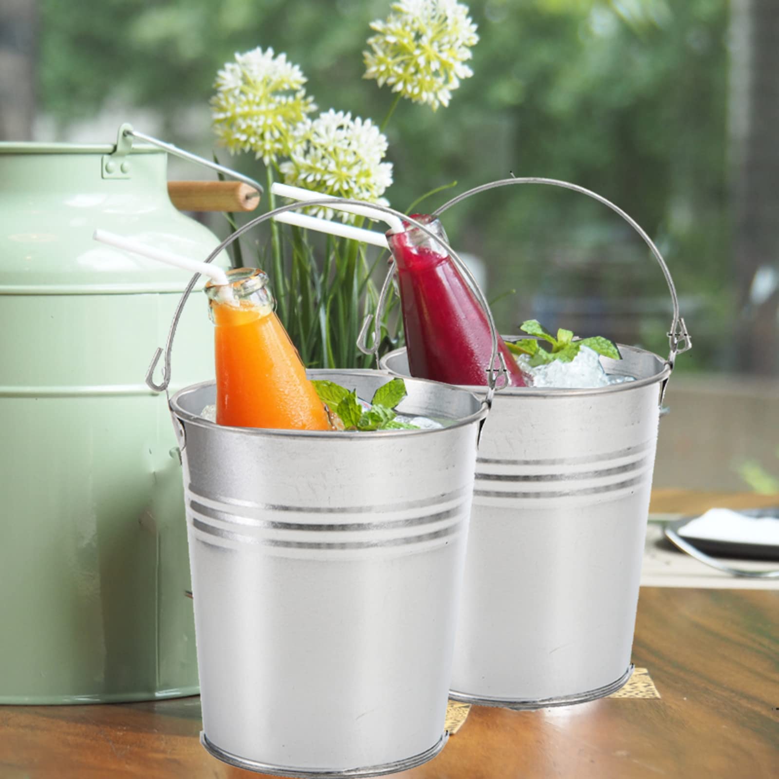 TOPZEA 20 Pack Galvanized Buckets, 4.5"x 5" Metal Buckets with Handle Small Pails Tin Bucket for Party Favors, Farmhouse Flower Bucket Garden Planters Decorative Table Centerpieces Party Supplies
