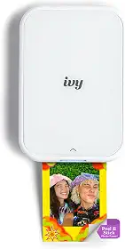 Canon Mini impressora fotográfica IVY 2, impressão a partir de dispositivos iOS e Android compatíveis, impressões adesivas nas costas, branco puro