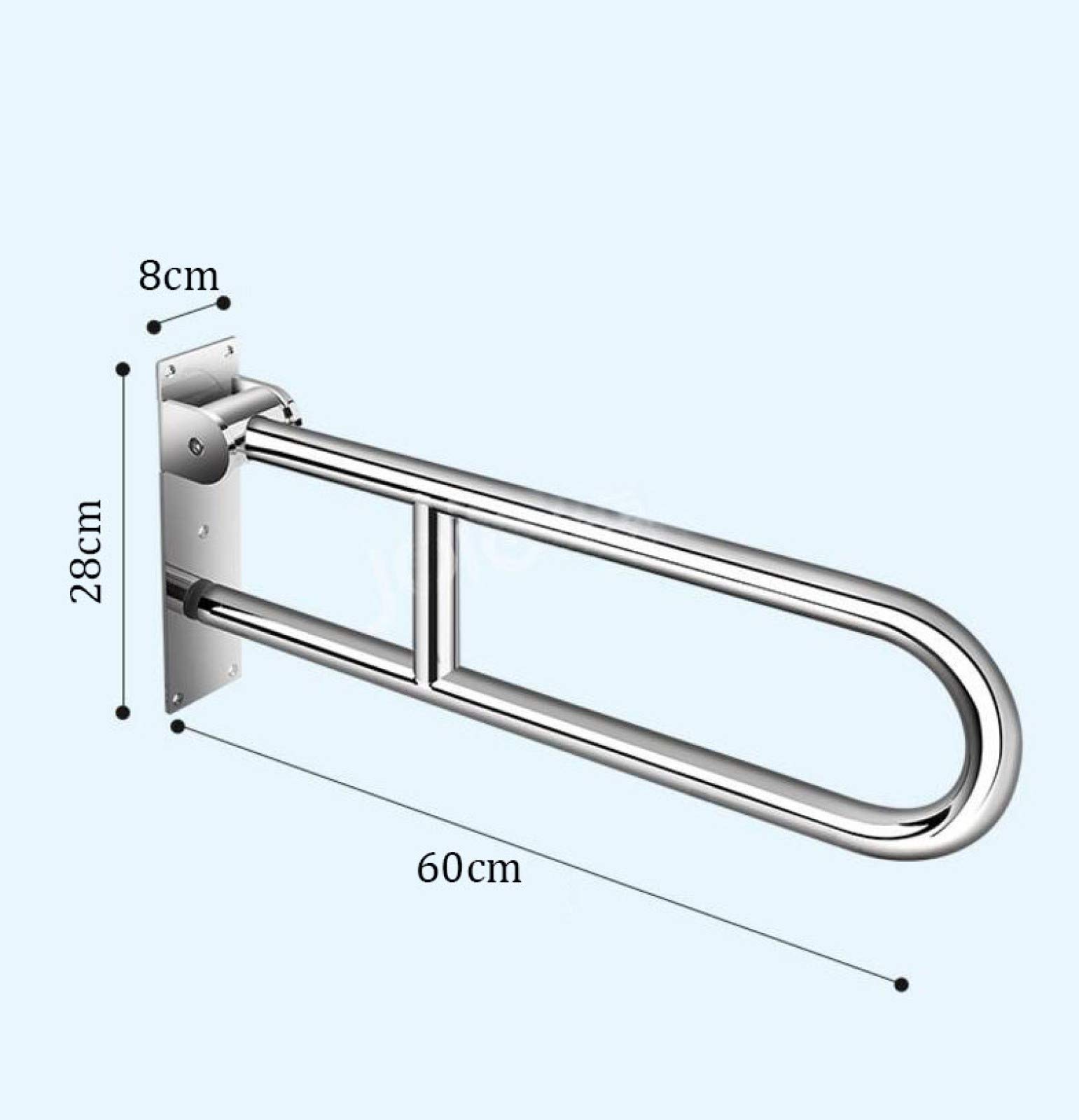Barra de Apoyo de Seguridad de Pared, Barra de Apoyo Plegable, Barra de Apoyo para discapacitados y Personas Mayores, Acero Inoxidable, 70 * 25 cm