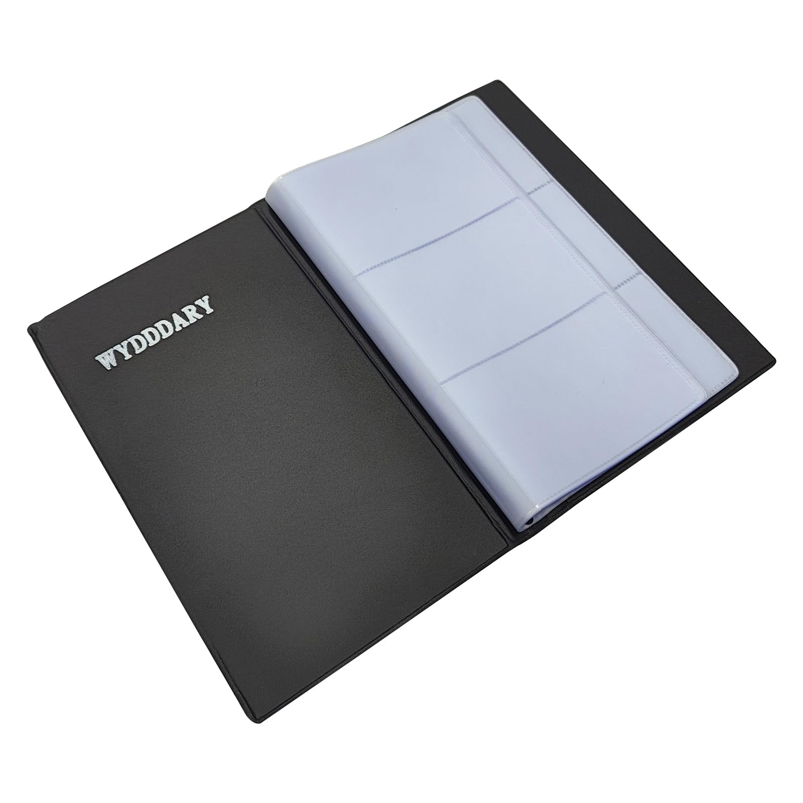 WYDDDARY Black Leather Card Holder 120 Cards Portable Office Business Men Women Vintage Bag Name ID Credit Card Passport Holder Book Case Keeper Organizer