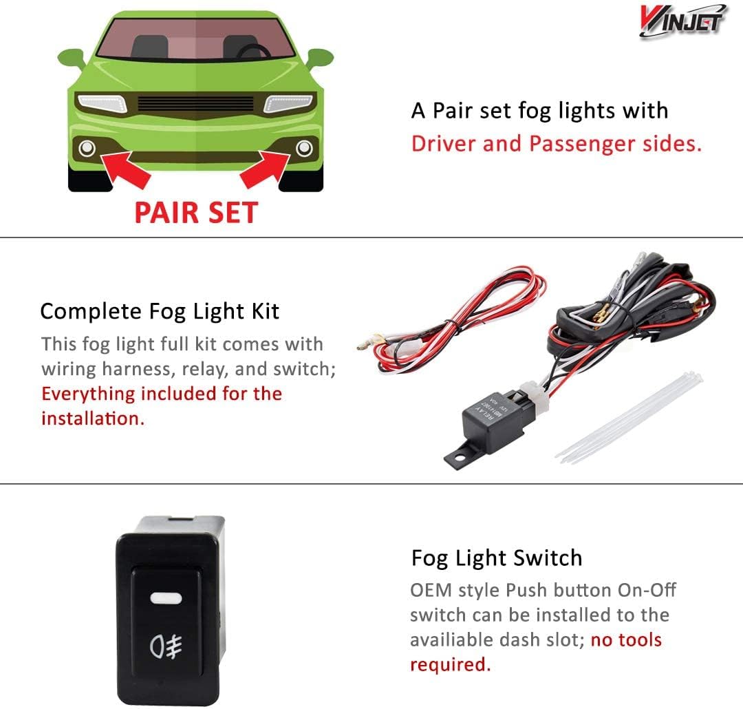 Winjet OEM Series for Nissan [2000-2001 Maxima] [2000-2003 Sentra] [2001-2004 Frontier] [2002-2004 Xterra] Driving Fog Lights + Switch + Wiring Kit